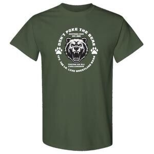 Wrestling Bear Military Green Graphic Unisex T-Shirt